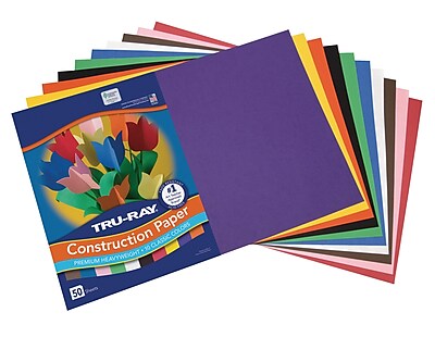 12 x 18 Inches Pack of 50 Pastel Colors Tru-Ray Sulphite Construction Paper